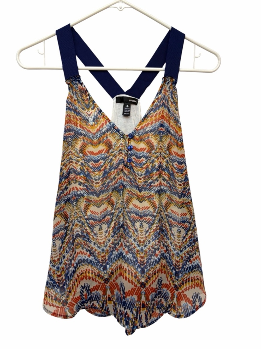 AQUA Chevron Print Racerback Multicolor Flowy Tank Top